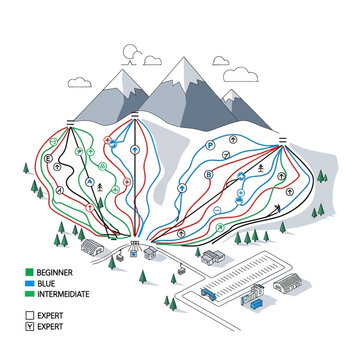 Ski Resort Trail Map with Difficulty Levels.