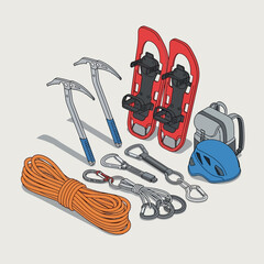 Mountaineering Gear Illustration for Outdoor Adventures.