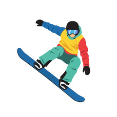 Obraz premium Snowboarder in action performing a trick on a snowboard.