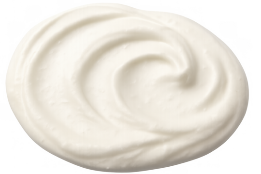 Creamy white yogurt or cosmetic swirl with smooth soft texture, isolated on transparent background