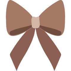 Brown Flat Design Bow Tie Icon With Two Loops And Hanging Ribbons On Transparent Background