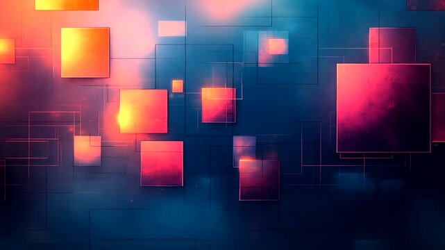 Abstract digital art with colorful floating squares