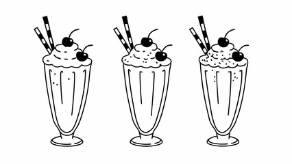 Hand drawn milkshake illustrations set scalable vector graphic art for adobe stock