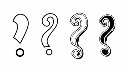 Collection of abstract hand drawn question marks and symbols vector illustration scalable eps