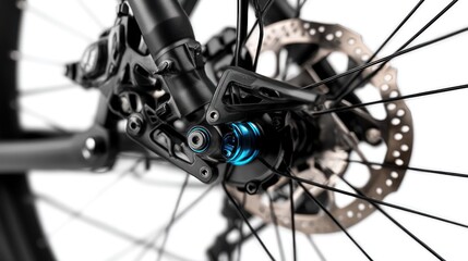 A close-up of a bicycle wheel with a disc brake, showing the inner workings of the mechanism.