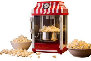 Retro Popcorn Machine Maker for Cinema & Party Snacks on transparent background png