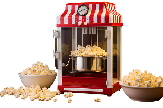 Retro Popcorn Machine Maker for Cinema & Party Snacks on transparent background png
