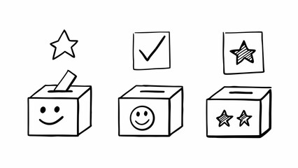 Doodle voting poll boxes check mark star illustration vector scalable eps icon set