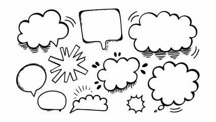 Doodle speech bubbles and thought bubbles vector set for communication and ideas