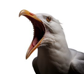 Wild Seagull Yell: Open Beak Call of a Marine Bird on transparent background png