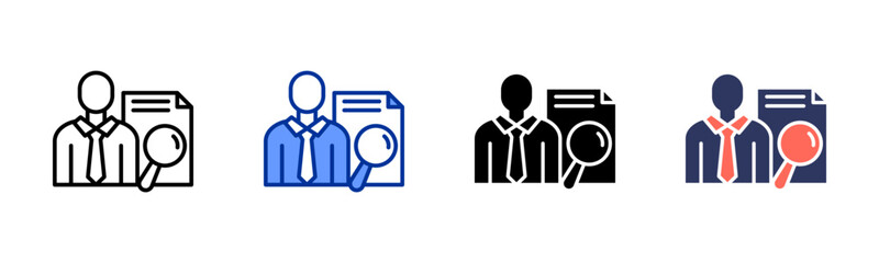 Auditor icon set multiple style collection