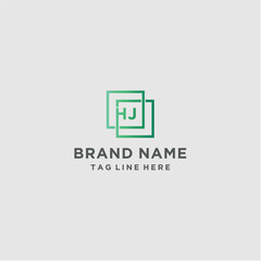 Letter HJ Logo Design with Square Vector Template