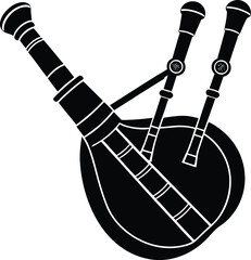 Bagpipe silhouette simple black flat vector style instrument 2