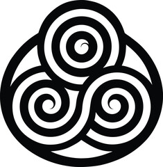 Celtic spiral symbol black silhouette vector