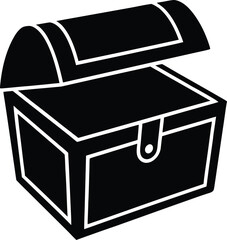Gold Treasure Chest Silhouette Open Simple Black Graphic