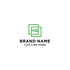 Letter HQ Logo Design with Square Vector Template