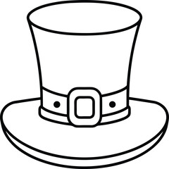 Leprechaun Hat Line Art Vector Minimalist Black Outline