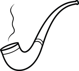Minimalist black outline smoking pipe with wisps of smoke