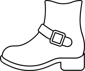 Leprechaun Shoe line art vector with buckle boot footwear