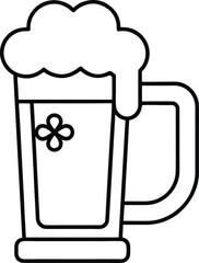 Irish Beer Mug with Clover Line Art Vector glass drink
