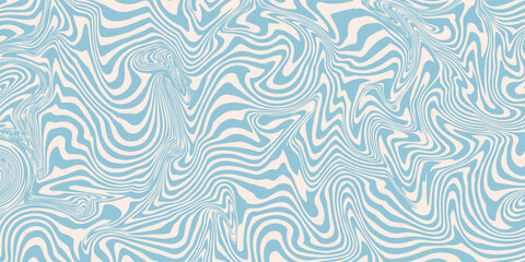 Blue and beige diagonal wavy lines seamless pattern.
