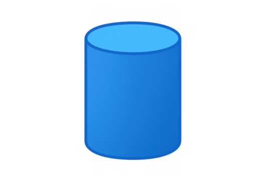 Blue cylinder shape providing a fundamental element for graphic design, education, or conceptual visual projects