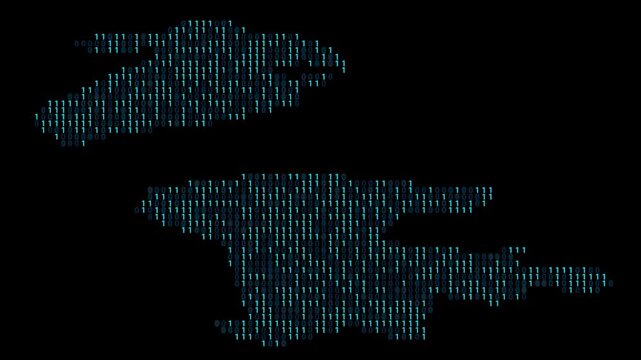Macau Binary code map animation, Digital data visualization, alpha layer