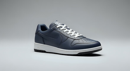 Sleek navy blue sneaker with a modern design, perfect for athletic wear or casual style with clean white accents, ideal for fashion and fitness marketing
