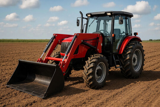 red tractor on a field