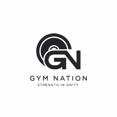 Gym Nation Logo with Weight Plate and GN Initials.