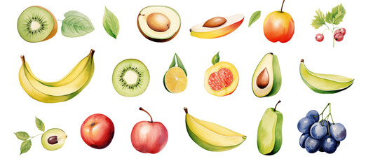 Watercolor Fruit Illustrations - Fresh Produce & Healthy Eating on transparent background png