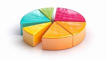 Colorful 3D Pie Chart Segments on White Background