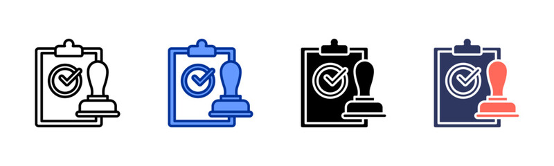 Approval Stamp icon set multiple style collection