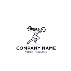 Weightlifter lifting heavy barbell in dynamic pose for fitness and strength logo.