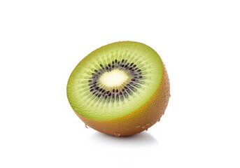 Perfect half of a fresh kiwi fruit isolated on a pure white background