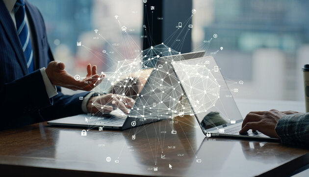 Group of business people meeting and cloud computing concept