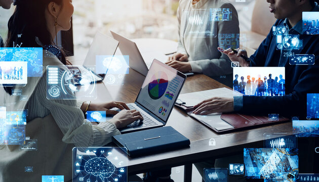 Group of business people meeting and digital technology concept - Powered by Adobe