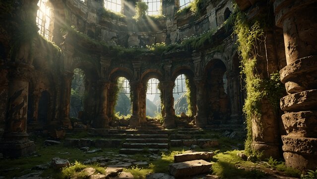 Byzantine dome ruins covered with moss s