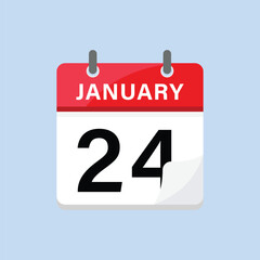 January twenty fourth calendar icon flat design style daily appointment reminder graphic