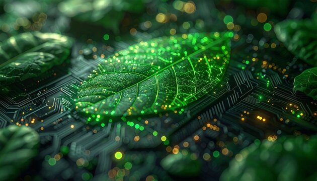 Concept of sustainable technology, innovative digital agriculture, and the synergy between nature and circuitry