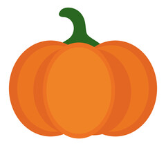 An orange pumpkin illustrated in simple flat design, symbolizing seasonal vegetables, organic produce, natural food ingredients, healthy cooking, and fall harvest elements for design.