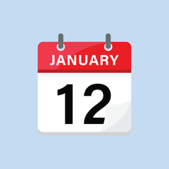January twelfth calendar icon flat design style weekend celebration reminder schedule