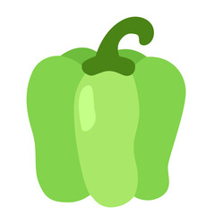A green bell pepper illustrated in a minimal flat style, representing fresh vegetables, organic produce, healthy food preparation, garden harvest, and natural culinary ingredients.
