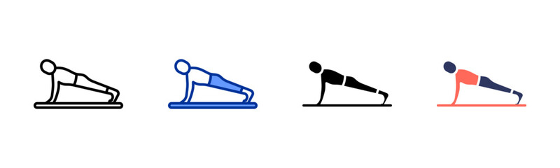 Plank Exercise icon set multiple style collection