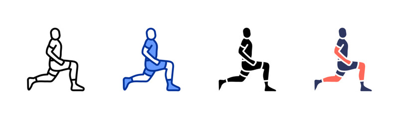 Lunges Practice icon set multiple style collection