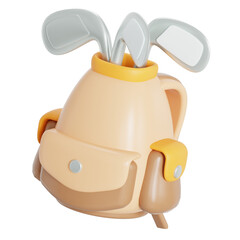 Golf bag and golf sticks 3D illustration
