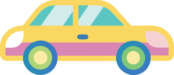Colorful pastel minimalist car icon design.
