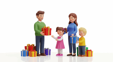Happy Family Exchanging Gifts A Moment of Joy and Connection