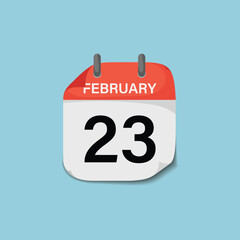 February twenty-third day calendar page icon vector for planning scheduling appointment deadline