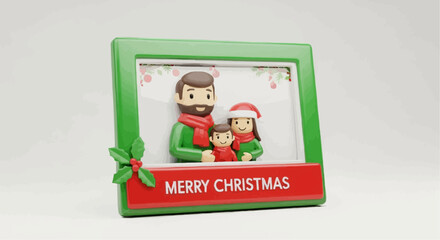 Christmas Family Portrait Festive Holiday Celebration in a Decorative Frame